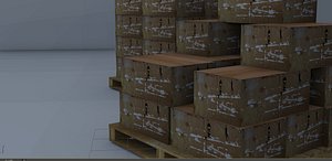warehouse pallets boxes fbx