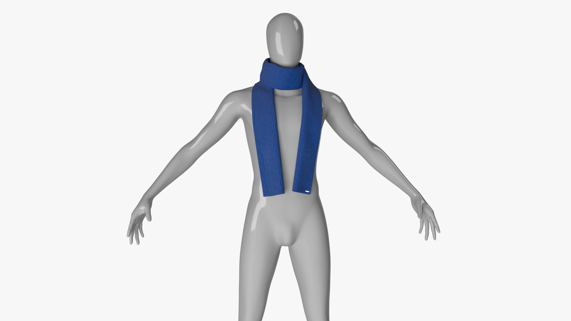 Once Around Tied Blue Scarf 3D model preview