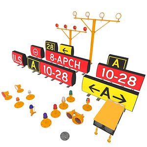 Airport signs and lights PBR set