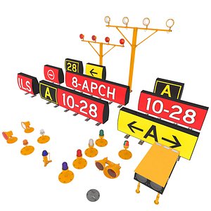 Airport signs and lights PBR set