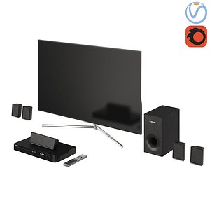 samsung qled tv home 3D model