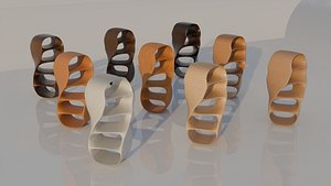 3D model Abstract Wave Wooden Shelf