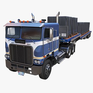 3D Freightliner Powerliner dropdeck trailer