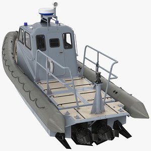 Inflatable Utility Boat with Hard Hull and Antenna Rigged model