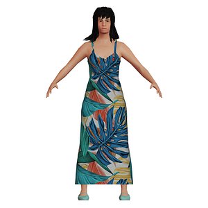 3D adult asian woman dress