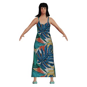 Middle Aged Low-Poly Asian Woman