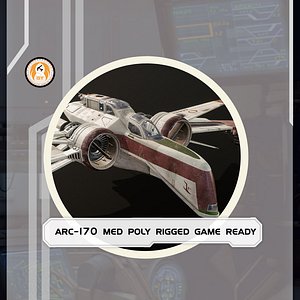 Star Wars ARC-170 Starfighter Rigged Lowmed Poly Mesh 3D model