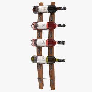 wooden mounted vertical rack 3D model