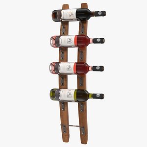 Wooden Mounted Vertical Rack with Wine Bottles