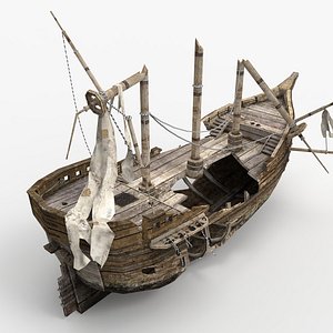 Wrecked Ship broken Low-poly