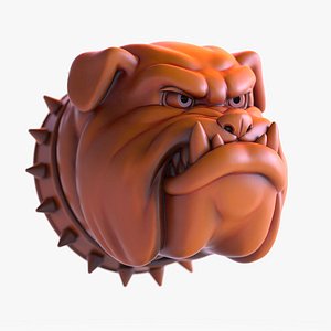 Bulldog Cartoon Grumpy Dog Head Sculpture model