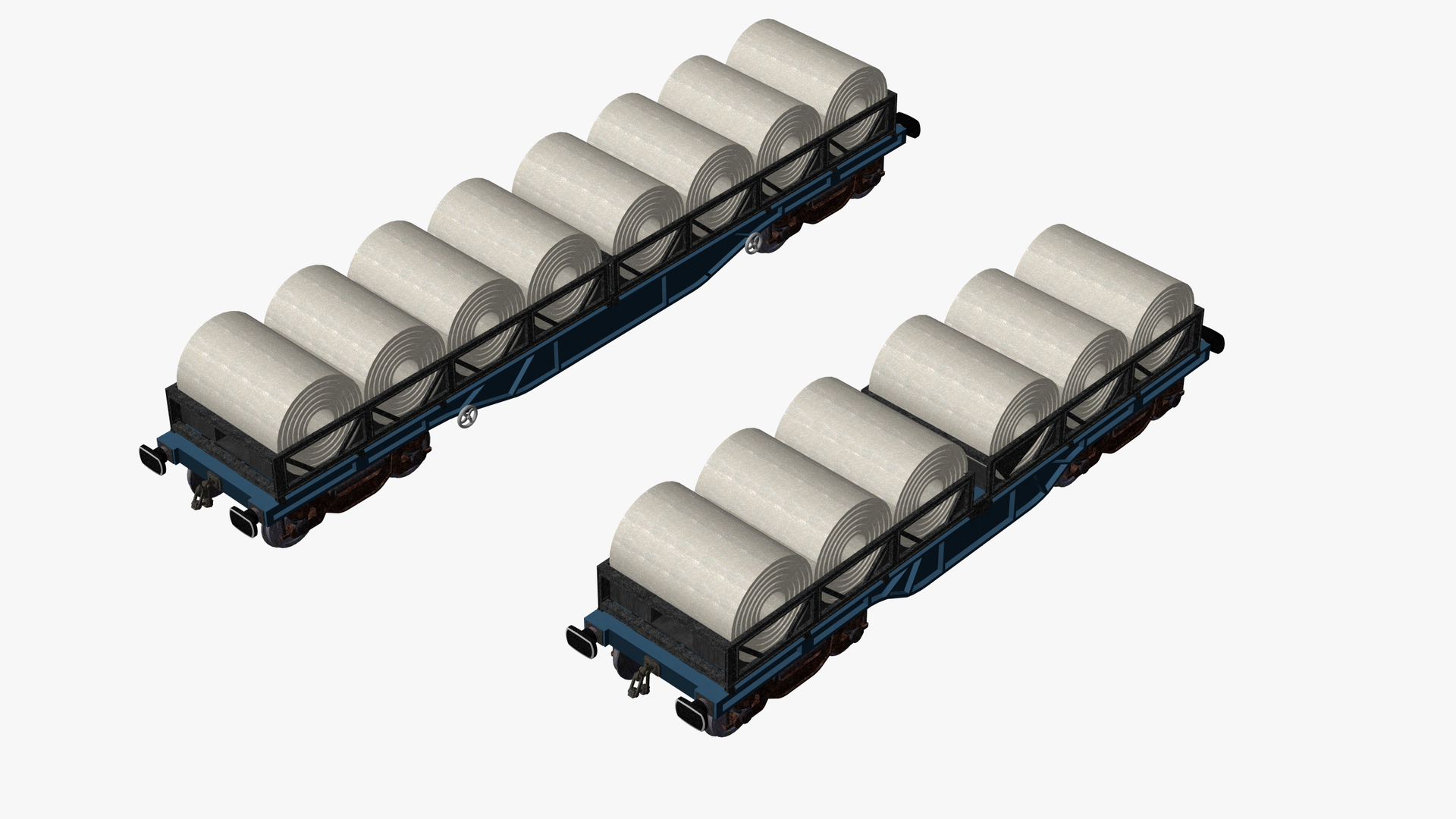 Uncovered railroad steel coil wagon 3D model - TurboSquid 1996508
