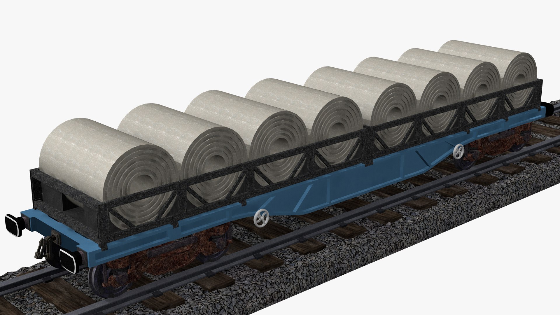 Uncovered railroad steel coil wagon 3D model - TurboSquid 1996508