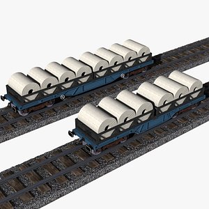 uncovered railroad steel coil wagon 3D model