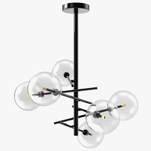 Light 6 Armed Globe Pendant Black
