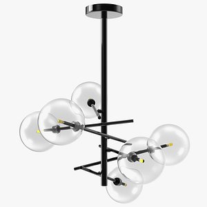 Light 6 Armed Globe Pendant Black