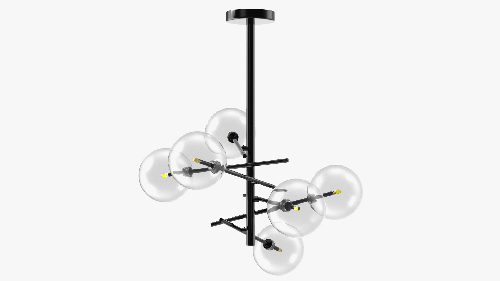 Light 6 Armed Globe Pendant Black 3D model preview