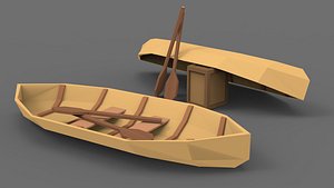 3D Low Poly Stylized Boat Lowpoly model