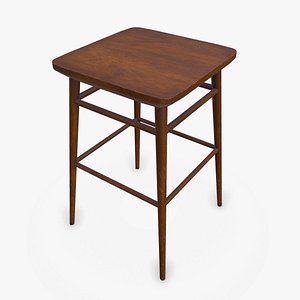 3D Old Wooden Stool 2 Low-poly PBR model