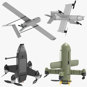 Set of 4 Ukrainian drones STING UAC FP-1 WIY STRILA OCTOPUS 100 3D