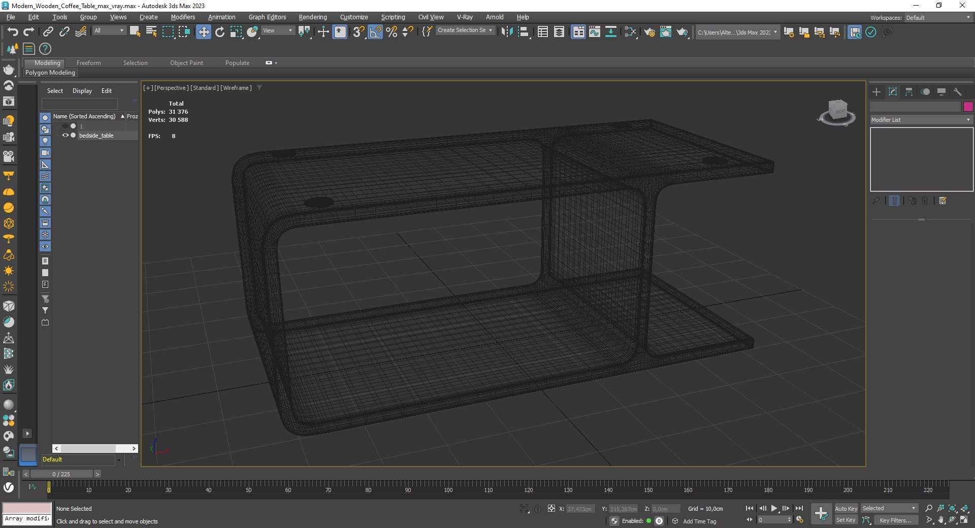 Modern Wooden Coffee Table for 3D Print 3D model preview