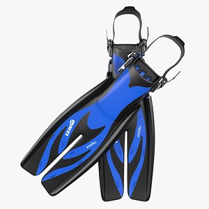 3d model swim fins 3 blue