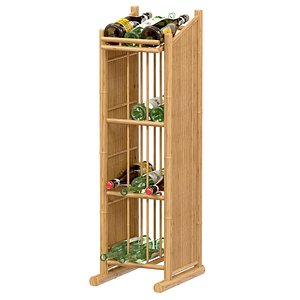 3D Wooden Rack with Wine Bottles bamboo-shelf