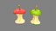 Cartoon trognon de pomme verte - trognon de pomme rouge
