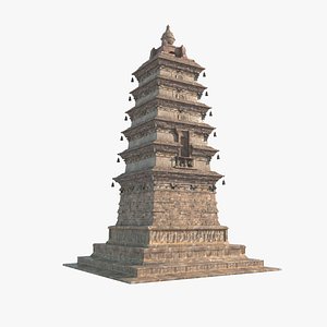 Ancient Asian architectural sacrificial pagodas 3D model