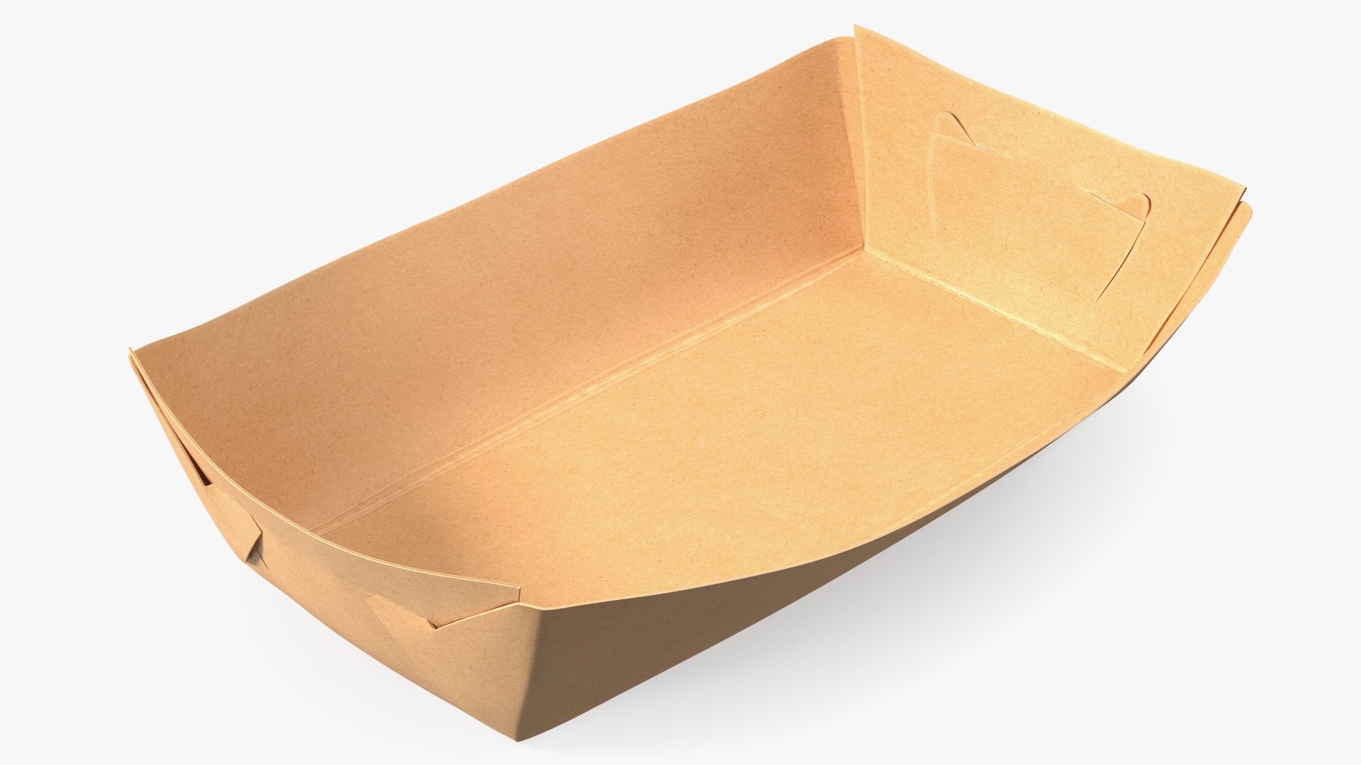 Disposable Brown Paper Food Tray 3D model preview