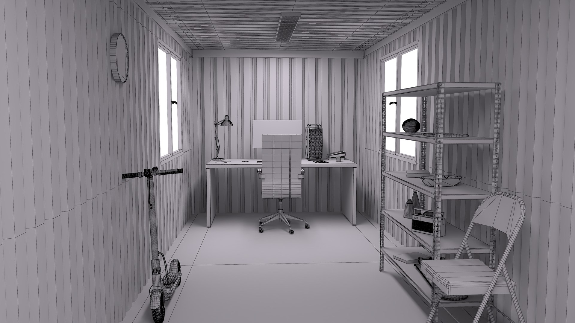 Office Container With Interior Model - TurboSquid 2019200