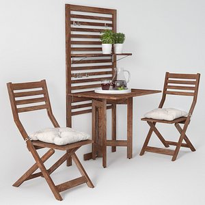garden furniture ikea table chair 3D model