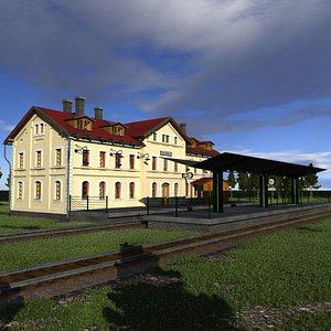 3D model railway station building