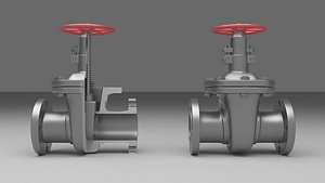 3D Industrial Steel Gate Valve with Sectional Cutaway model