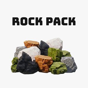 63 Stylized Low Poly Rocks Pack 3D