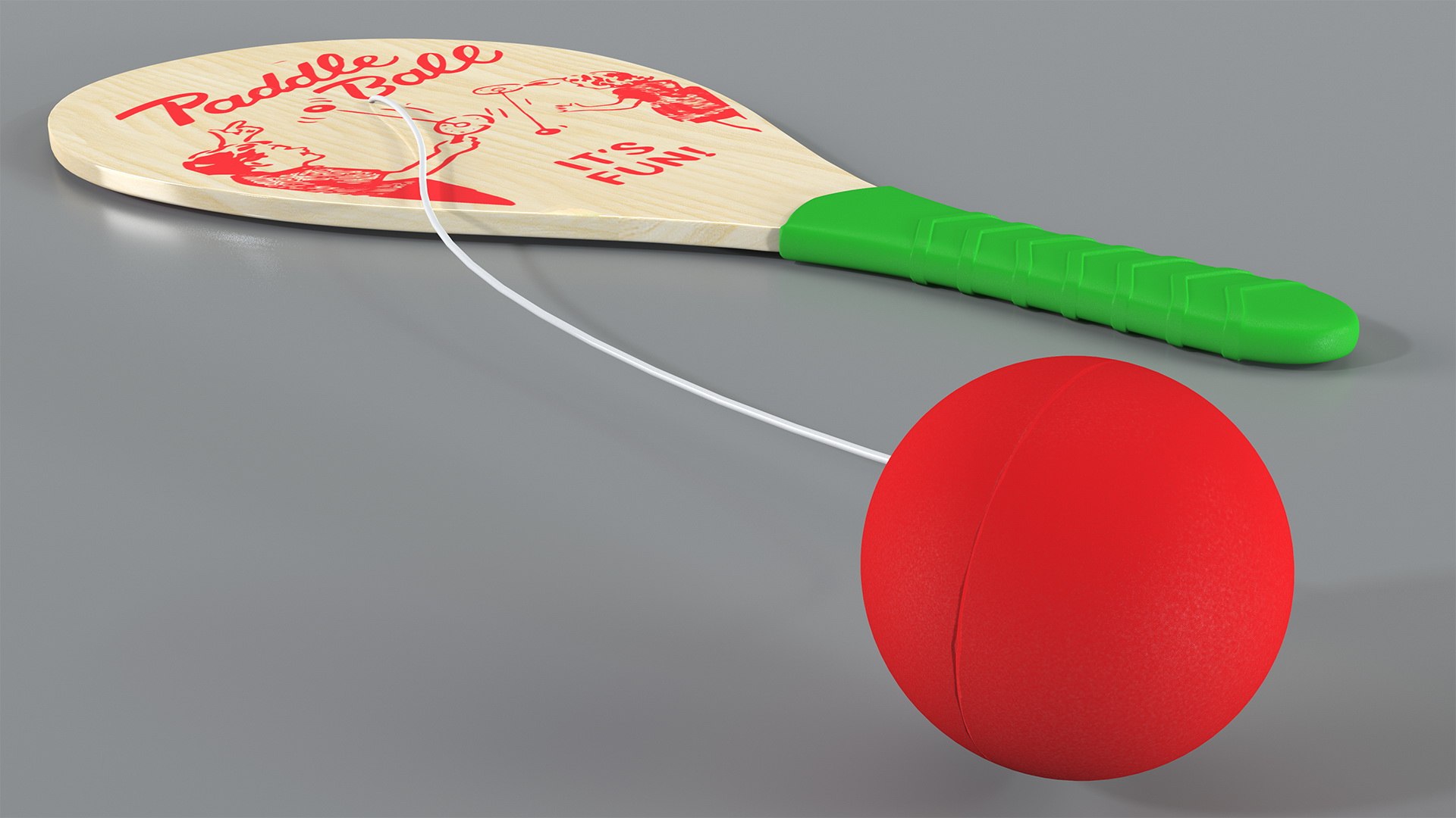Wooden Paddle Ball 3D model preview