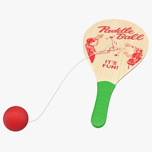 3D wooden paddle ball model