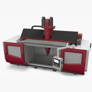 3D Heavy-Duty Milling Machine with Dual-Axis Gantry Red