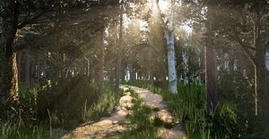 Mixed Vegetation - 42 Tress - 12 bushes and grass Low-poly 3D model 3D model