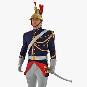 French Republican Guard Standing Pose with Fur