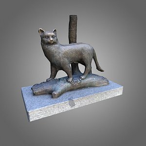 3d low-poly cat statue