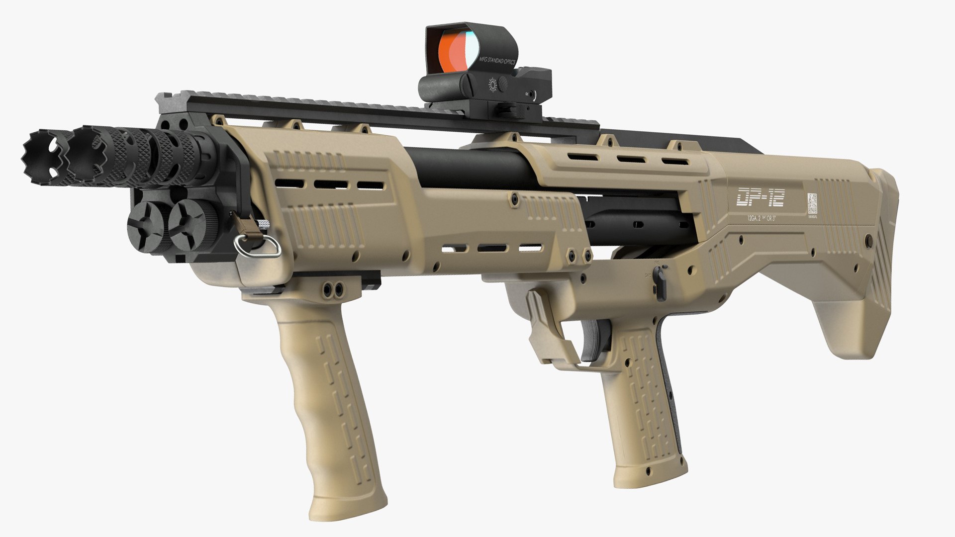 Flat Dark Earth MFG 12 Gauge Pump Rigged for Maya 3D model preview
