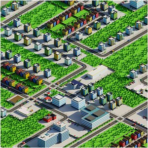 3D Low Poly Town model
