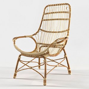 RETRO RATTAN HIGH BACK LOUNGE CHAIR by Palecek 3D model