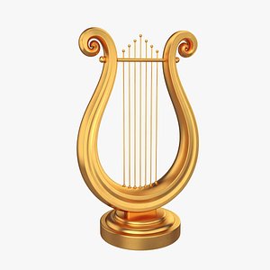 lyre golden gold 3D model