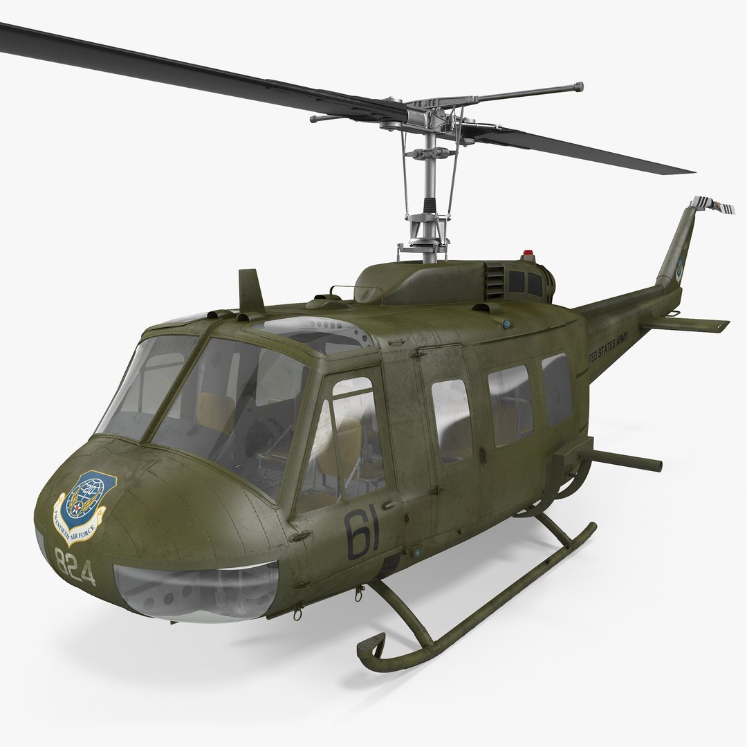 Military Utility Helicopter Bell UH-1 Iroquois 3D model preview