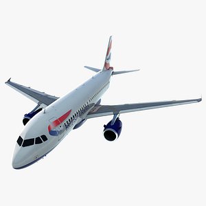 Airbus A319 British Airways Rigged 3D Model