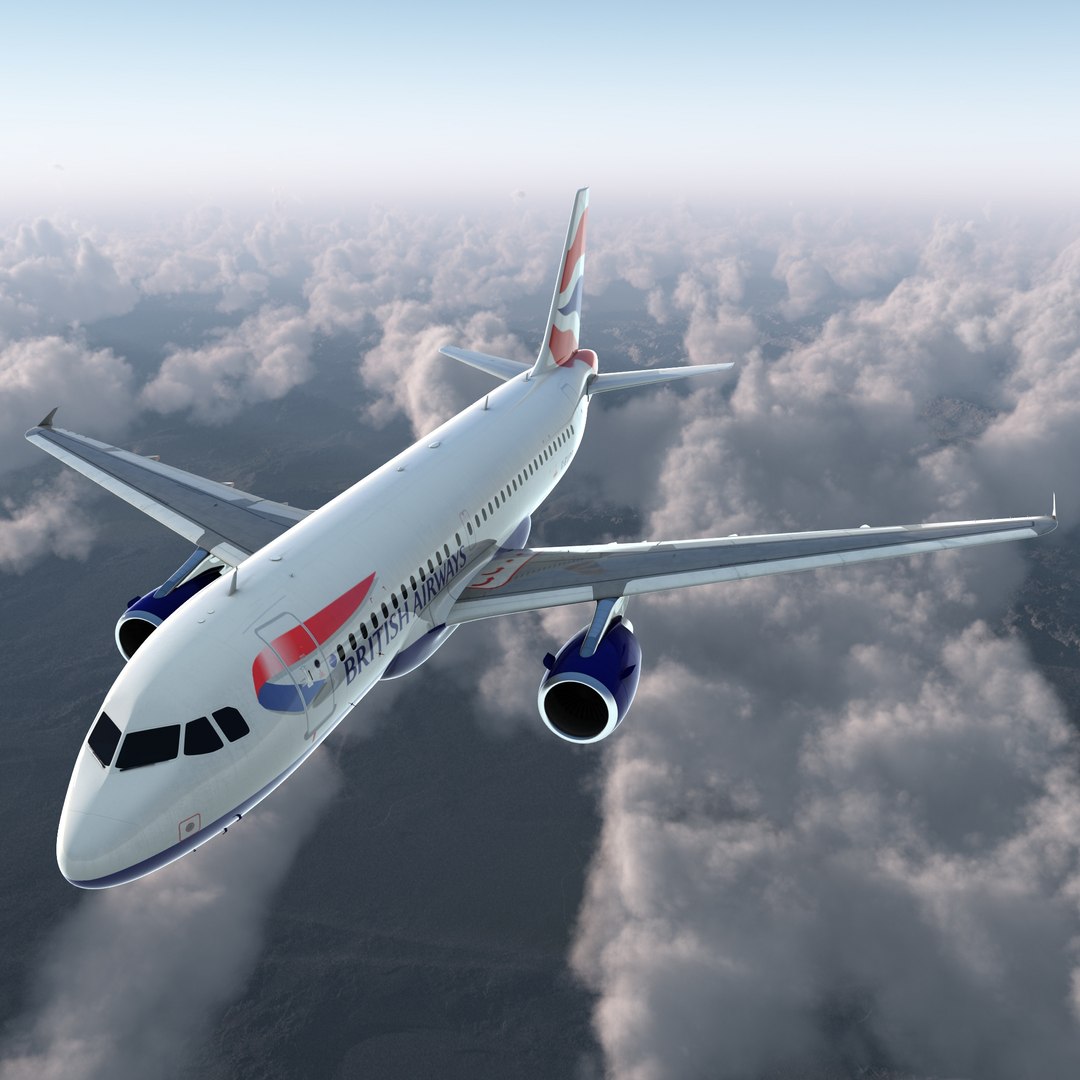 Airbus A319 British Airways Rigged 3D Model 3D model preview