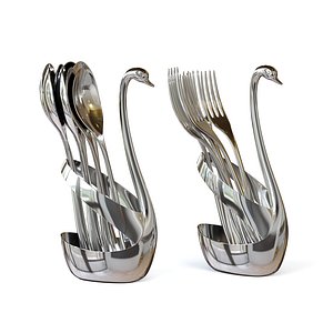 cutlery holders swan forks 3D model