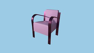 Pink Fabric Armchair - Furniture Interior Design model